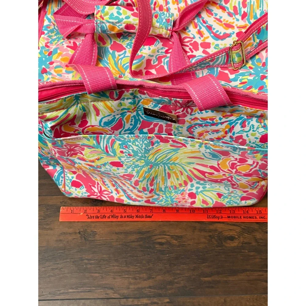 Lilly Pulitzer Insulated Cooler Bag Floral Pink Blue Yellow Beach Picnic Tote